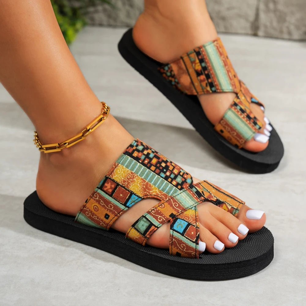 Platform Ethnic Slip-On Sandals