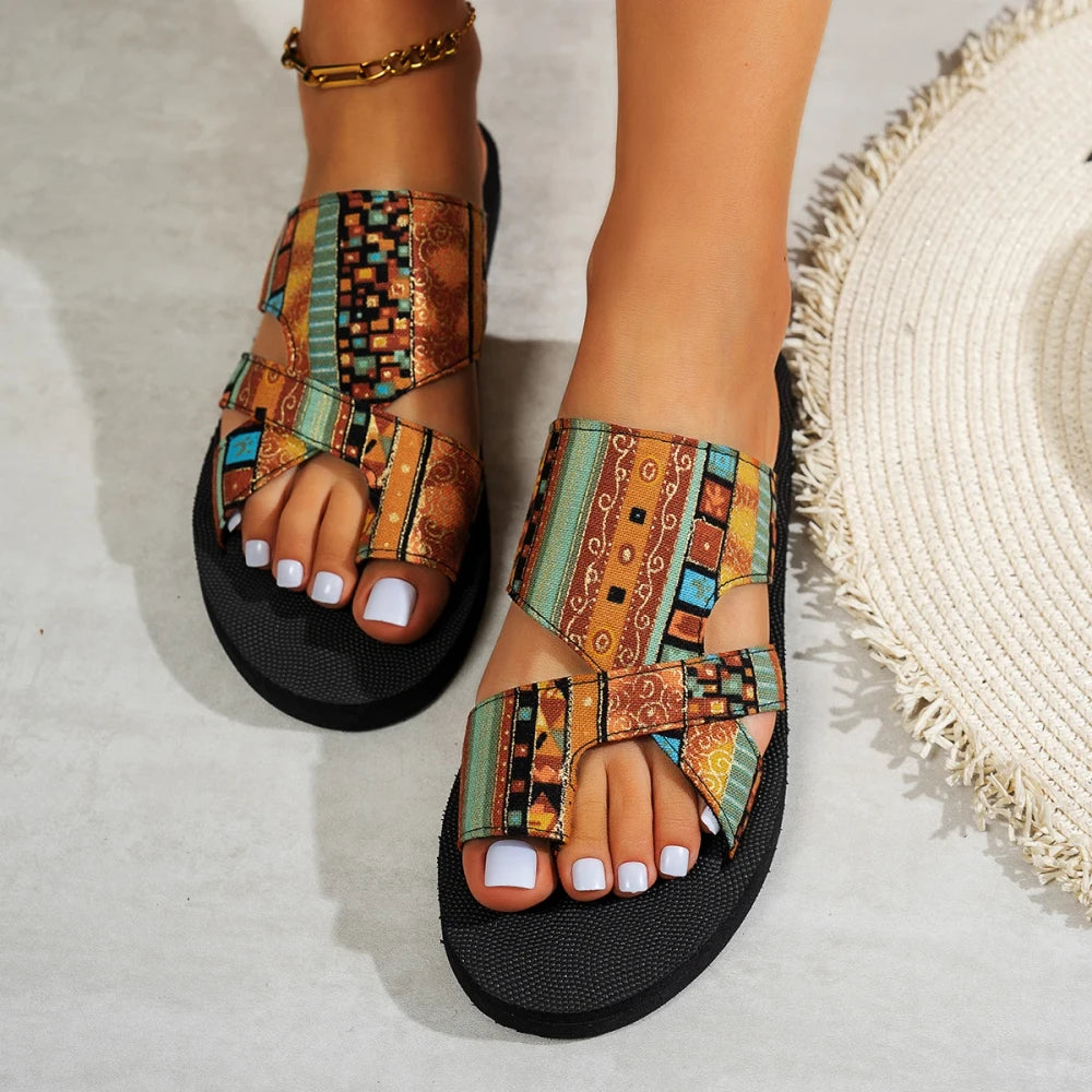 Platform Ethnic Slip-On Sandals